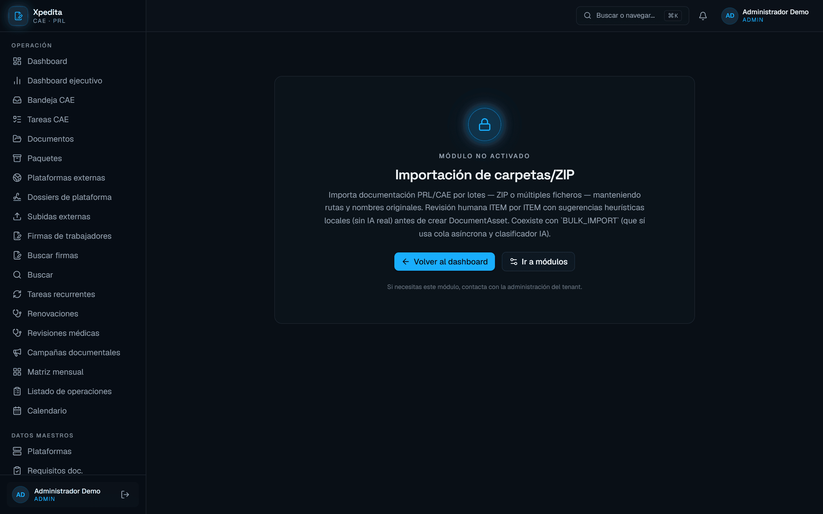 Importación de carpetas y ZIP en Xpedita con revisión ítem por ítem
