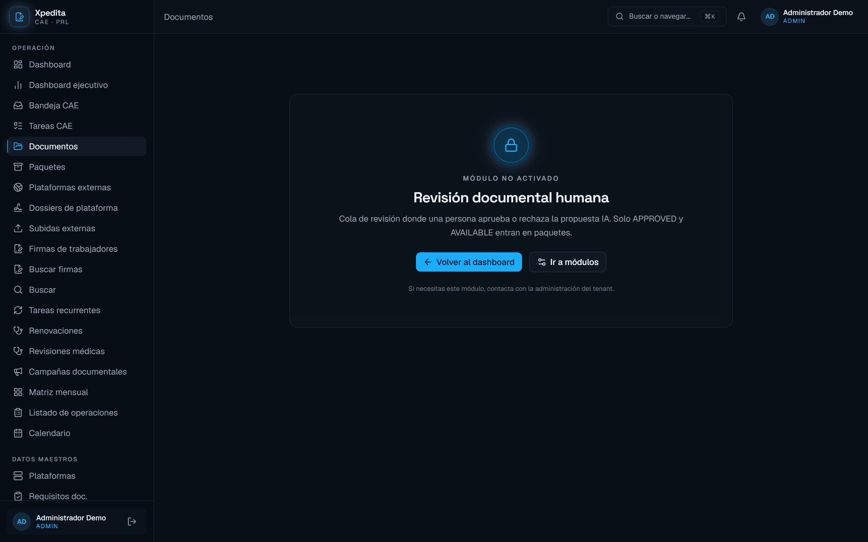 Revisión documental en Xpedita con el estado de los certificados de formación por trabajador